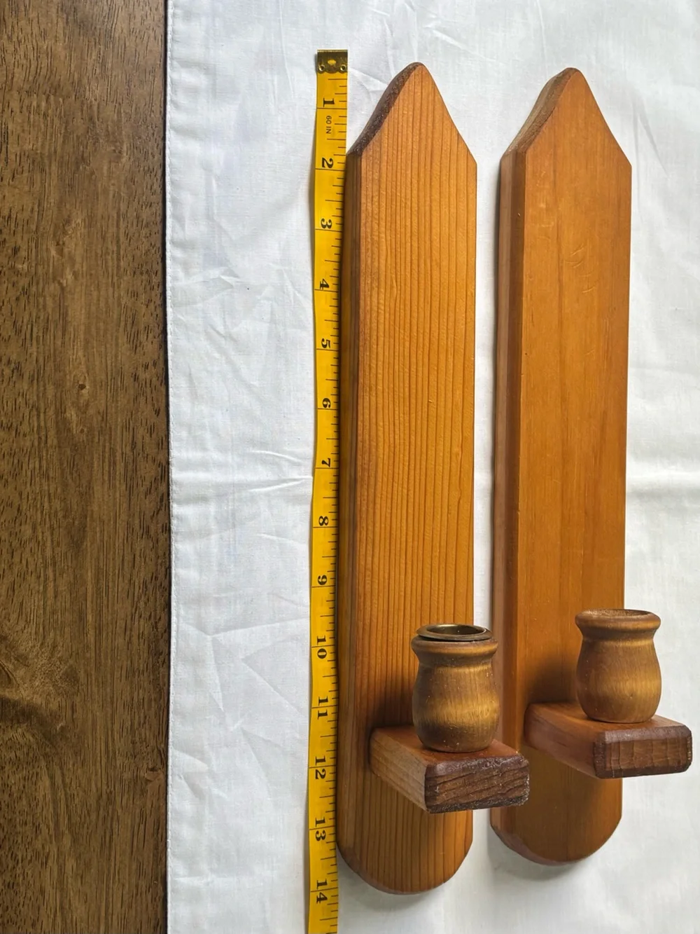 Wooden Wall Candle Holders - Wall Sconces Natural Brown Handmade